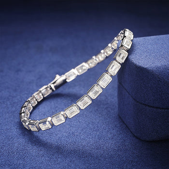 BRACELET DE TENNIS EN ARGENT MASSIF ET DIAMANTS EN BAGUETTE DE MOISSANITE {STYLE 2}
