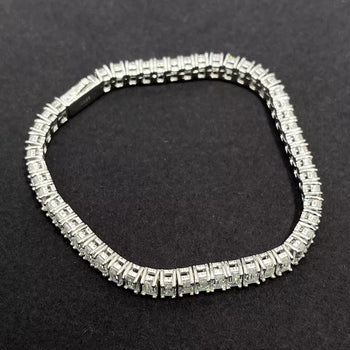 BAGUETTE MOISSANITE DIAMOND TENNIS BRACELET IN STERLING SILVER - IVORY & EBONY