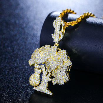 Pendentif arbre à billets en argent sterling avec moissanite baguette et moissanite