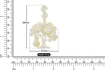 Pendentif arbre à billets en argent sterling avec moissanite baguette et moissanite