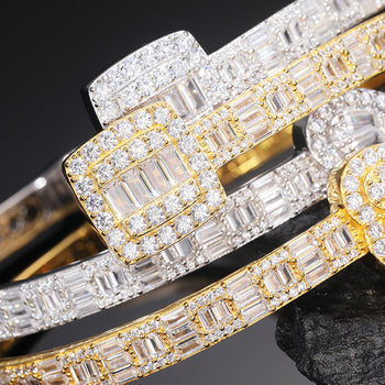 BRACELET MANCHETTE EN ARGENT MASSIF ET MOISSAINE EN FORME DE CŒUR {STYLE 2}