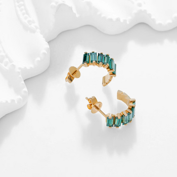 BAGUETTE MOISSANITE HOOP EARRINGS IN SOLID GOLD