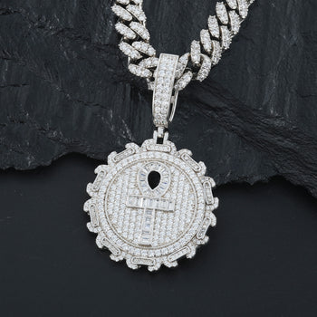 BAGUETTE MOISSANITE ANKH CROSS PENDANT