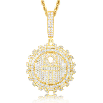 BAGUETTE MOISSANITE ANKH CROSS PENDANT