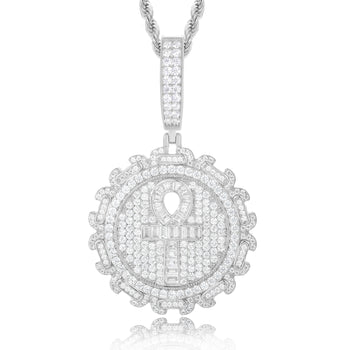 BAGUETTE MOISSANITE ANKH CROSS PENDANT