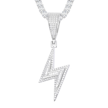 Pendentif éclair en moissanite baguette et argent sterling