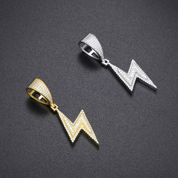 Pendentif éclair en moissanite baguette et argent sterling