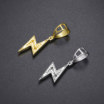 Pendentif éclair en moissanite baguette et argent sterling