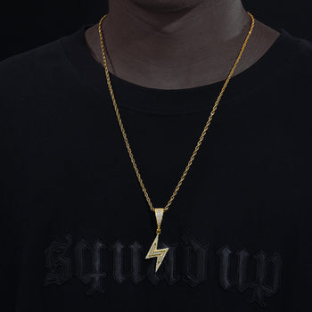 Pendentif éclair en moissanite baguette et argent sterling