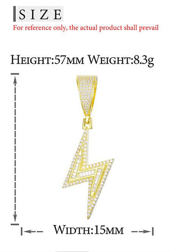 Pendentif éclair en moissanite baguette et argent sterling