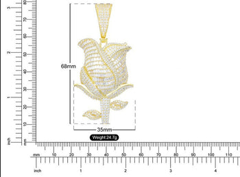 Anhänger in Form einer Rose aus Baguette-Moissanit in Sterlingsilber