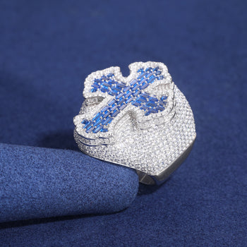 Bague croix en moissanite Baguette Oppulence en argent sterling