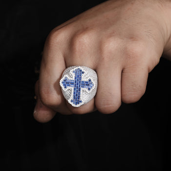 Bague croix en moissanite Baguette Oppulence en argent sterling