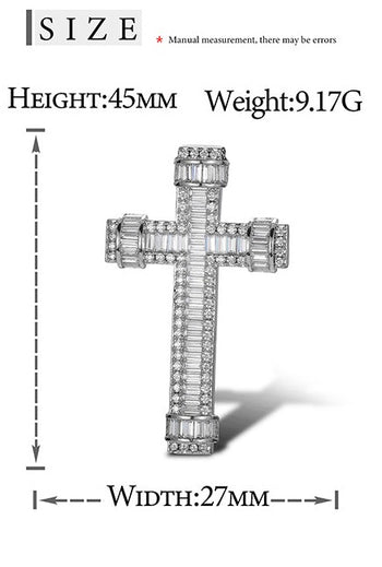 Baguetteförmiger Moissanit-Kreuzanhänger aus Sterlingsilber