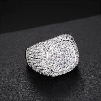 EMERALD CUT MOISSANITE DIAMOND SIGNET RING IN STERLING SILVER - IVORY & EBONY