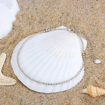 BALL BEAD ANKLET IN STERLING SILVER