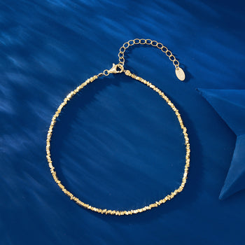 BEAD NUGGETS DAINTY BRACELET ANKLET IN STERLING SILVER