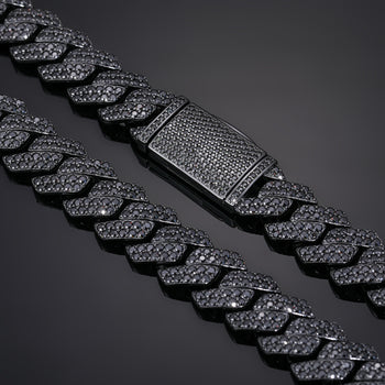 BLACK GOLD MOISSANITE CUBAN LINK CHAIN NECKLACE/BRACELET IN STERLING SILVER