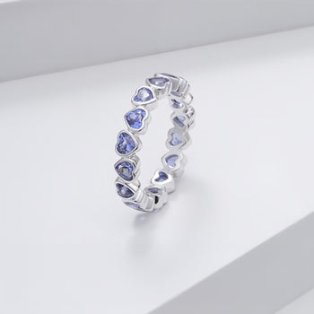 LAB GROWN SAPPHIRE GEMSTONE BLUE ETERNITY RING IN 14K SOLID GOLD