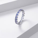 LAB GROWN SAPPHIRE GEMSTONE BLUE ETERNITY RING IN 14K SOLID GOLD