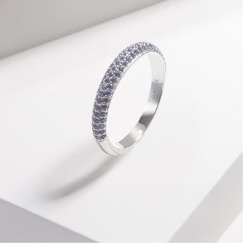 LAB GROWN SAPPHIRE GEMSTONE BLUE ETERNITY RING IN 14K SOLID GOLD