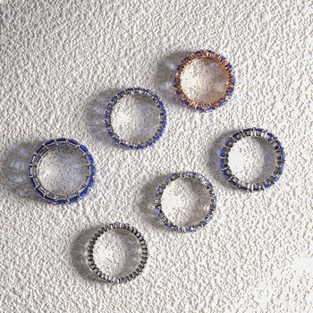 LAB GROWN SAPPHIRE GEMSTONE BLUE ETERNITY RING IN 14K SOLID GOLD