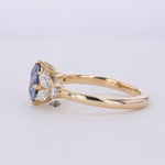 BLUE-GREY ROUND CUT MOISSANITE DIAMOND RING IN 10K SOLID GOLD