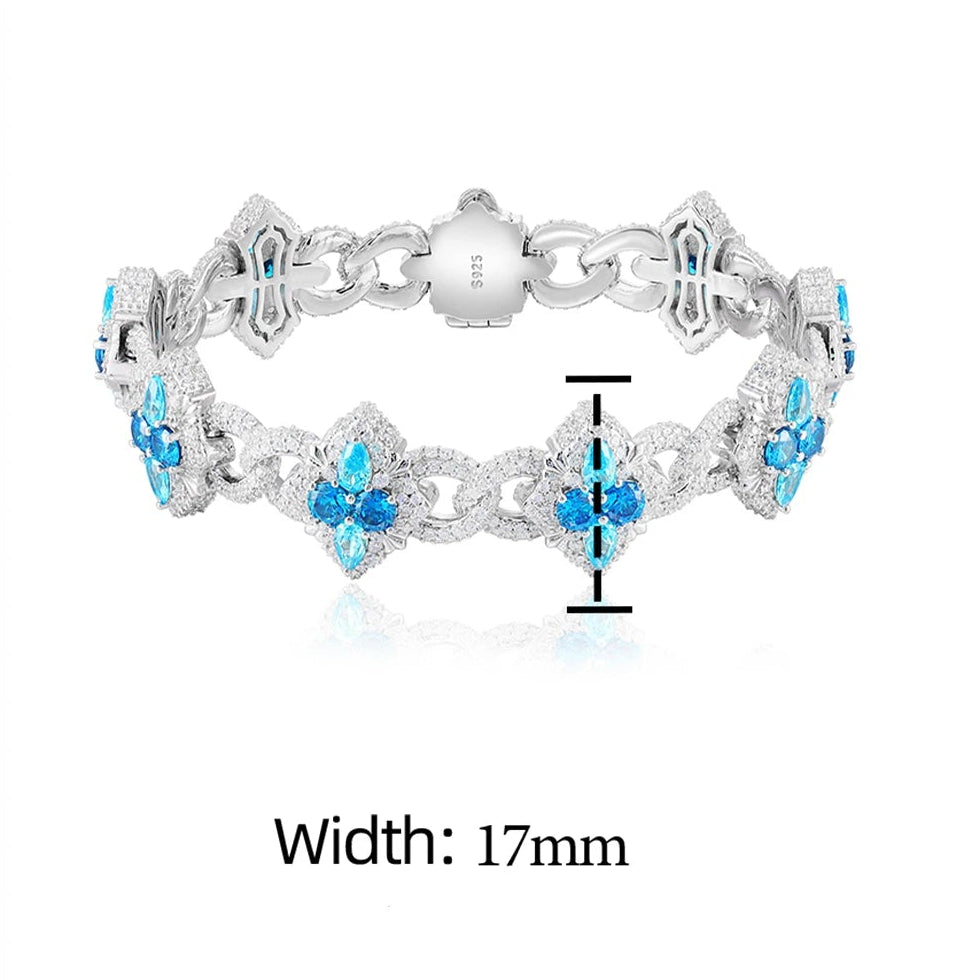 Jewelry product with moissanite, sterling silver S925, and GRA certificate displayed on a blue background.