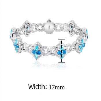 Jewelry product with moissanite, sterling silver S925, and GRA certificate displayed on a blue background.