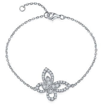 BRACELET PAPILLON EN MISSANITE ET ARGENT MASSIF