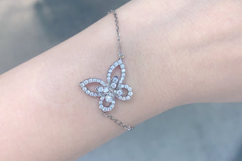 BRACELET PAPILLON EN MISSANITE ET ARGENT MASSIF