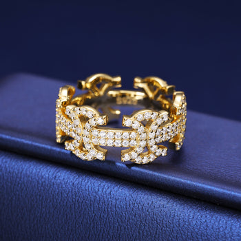 Byzantinischer Moissanitring aus Sterlingsilber