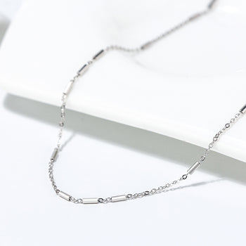 COLLIER À CHAÎNE ITALIENNE À BARRE CÂBLE EN ARGENT MASSIF 