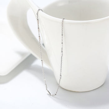 COLLIER À CHAÎNE ITALIENNE À BARRE CÂBLE EN ARGENT MASSIF 