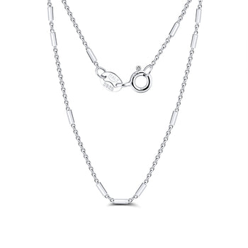 COLLIER À CHAÎNE ITALIENNE À BARRE CÂBLE EN ARGENT MASSIF 