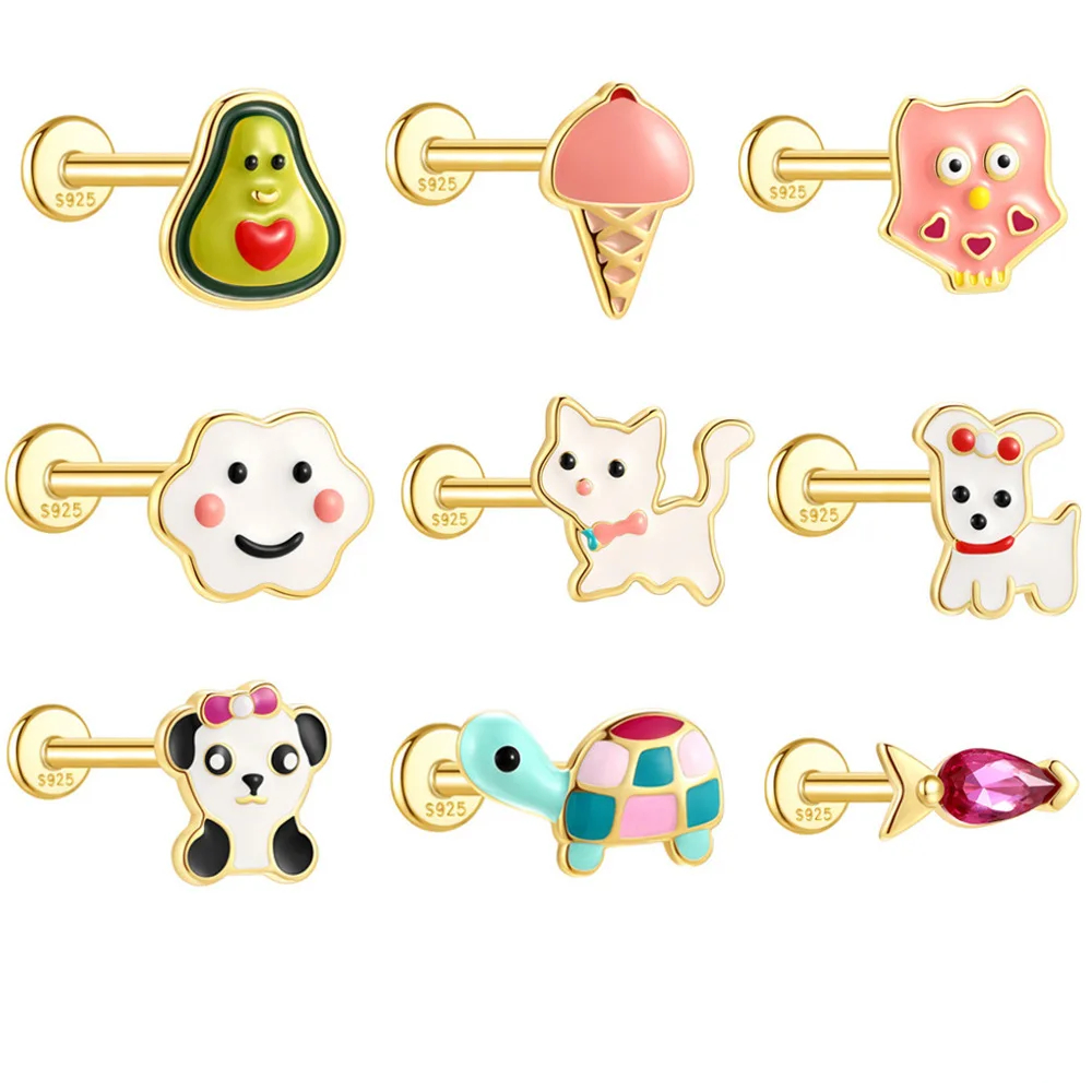 CARTOON ENAMEL PIERCING IN STERLING SILVER