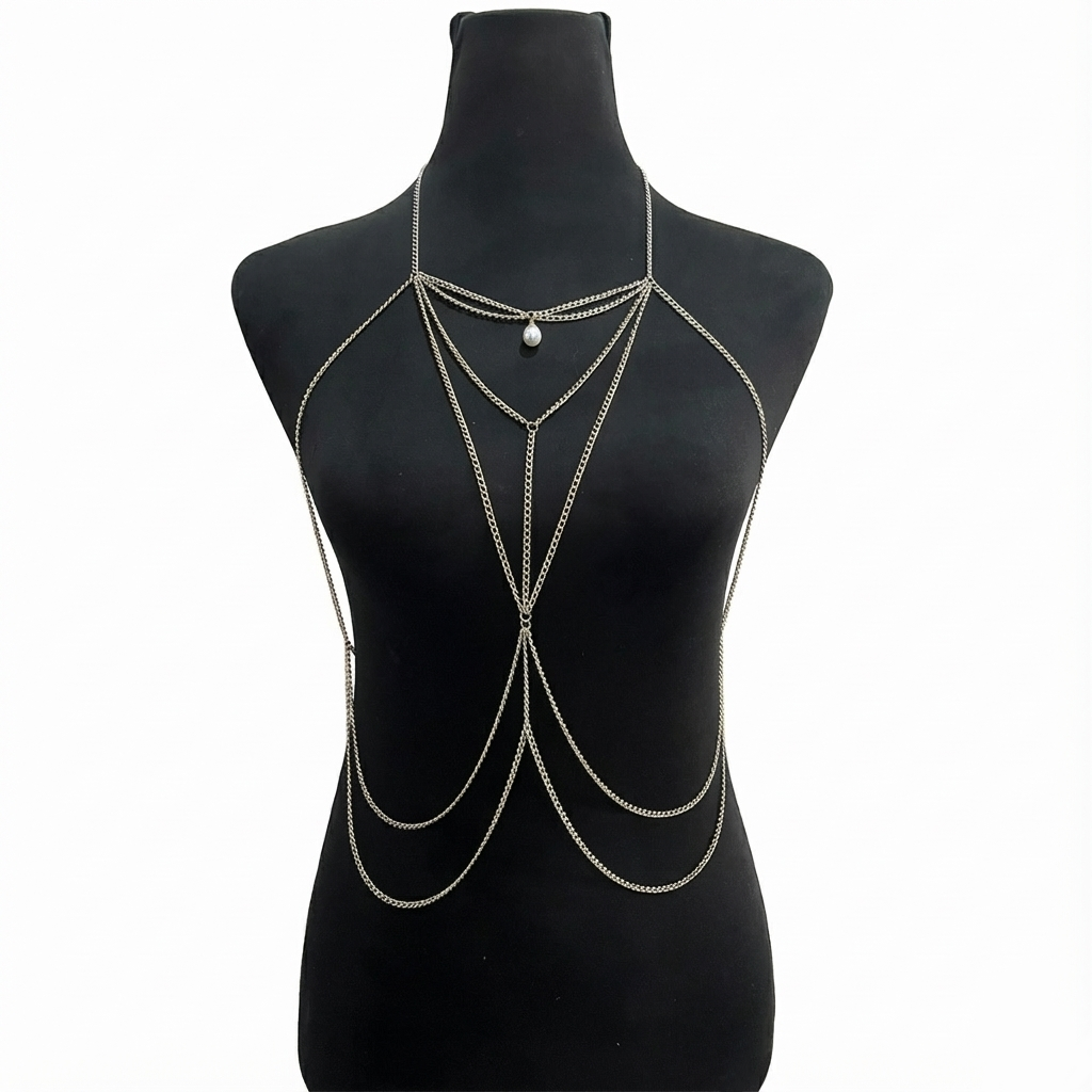 CASCADING PEARL DROP BODY CHAIN