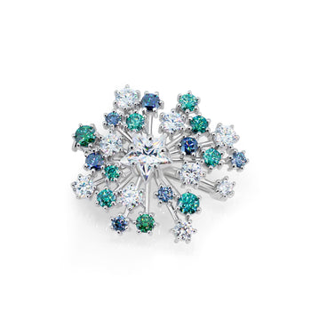 CELESTIAL STAR CLUSTER BROOCH IN STERLING SILVER