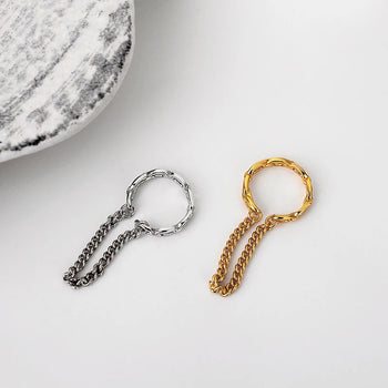 CHAIN DROP EAR CUFF EARRING IN STERLING SILVER