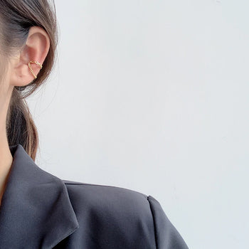 CHAIN DROP EAR CUFF EARRING IN STERLING SILVER