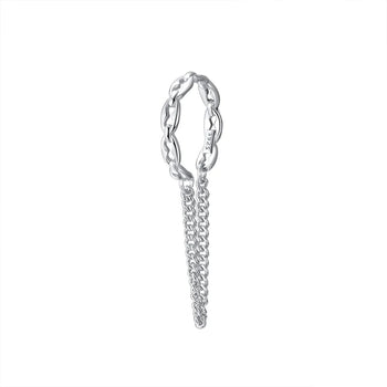 CHAIN DROP EAR CUFF EARRING IN STERLING SILVER