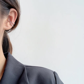 CHAIN DROP EAR CUFF EARRING IN STERLING SILVER