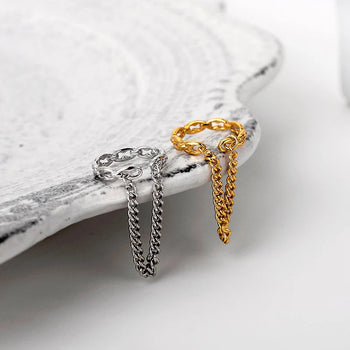 CHAIN DROP EAR CUFF EARRING IN STERLING SILVER