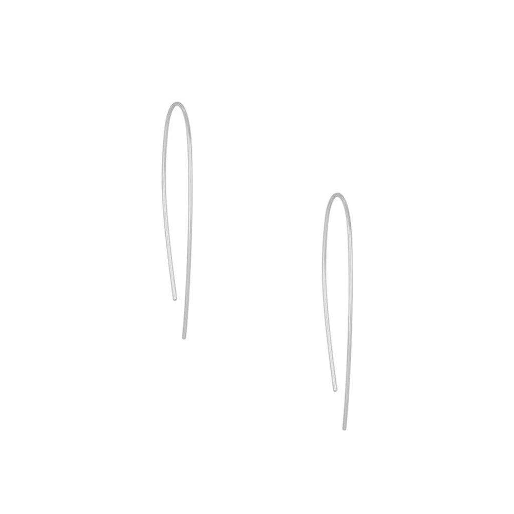 Pair of silver earrings with 'Sterling 925' stamp on a white background