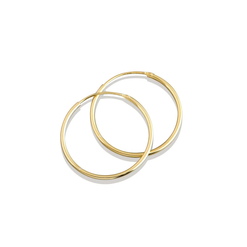 Gold hoop earrings on a white background