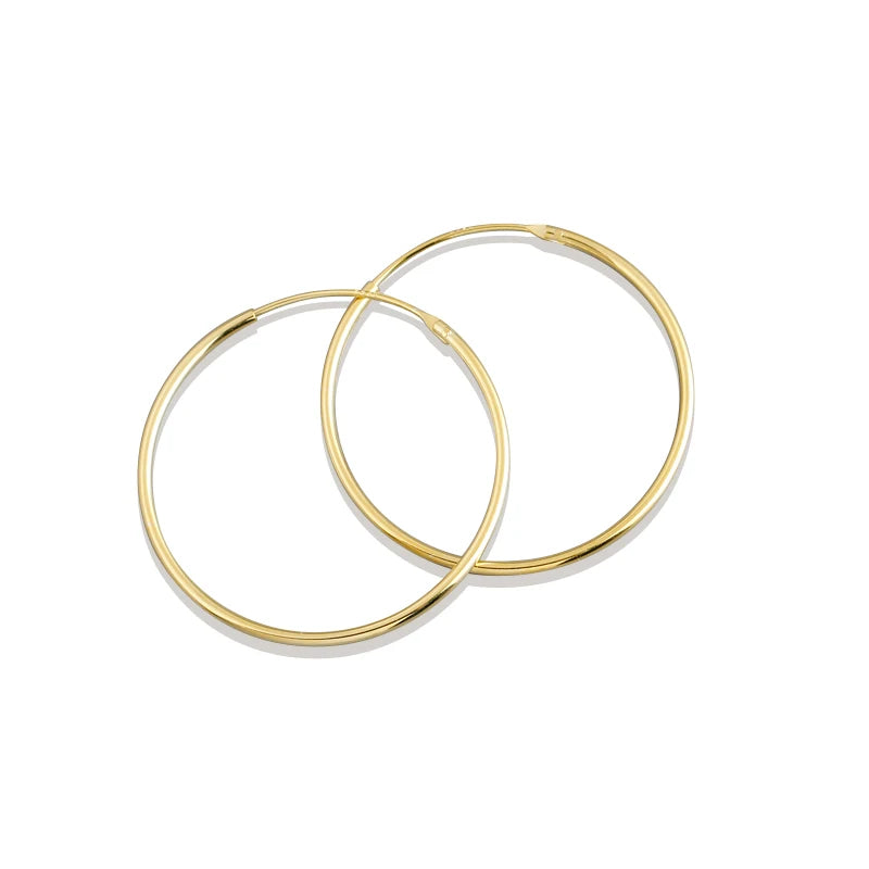 Gold hoop earrings on a white background