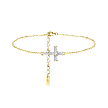 CLASSIC MOISSANITE CROSS CHAIN BRACELET IN STERLING SILVER