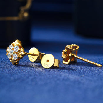 CLASSIC MOISSANITE DIAMOND IRIS STUD EARRINGS IN STERLING SILVER