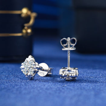 CLASSIC MOISSANITE DIAMOND IRIS STUD EARRINGS IN STERLING SILVER