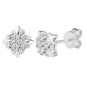 CLASSIC MOISSANITE DIAMOND IRIS STUD EARRINGS IN STERLING SILVER